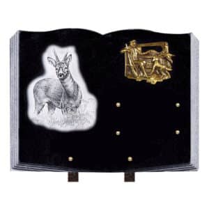 plaque funéraire de forme livre theme chasseur nature (30cmx40cm) grand format