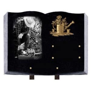 plaque funéraire de forme livre theme jardinier nature (30cmx40cm) grand format