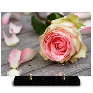Plaque rectangle rose blanche et rose (21cmx29cm) Modèle taille Moyenne