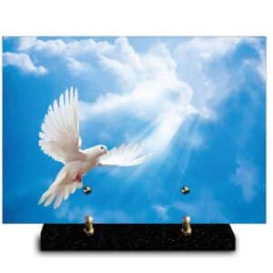 Plaque rectangle colombe à gauche avec ciel bleu (21cmx29cm) Modèle de taille Moyenne