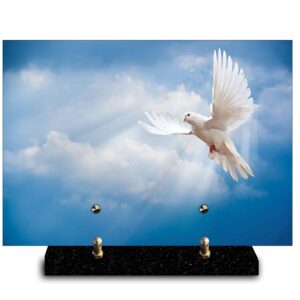 Plaque rectangle colombe à droite avec ciel bleu (21cmx29cm) Modèle de taille Moyenne