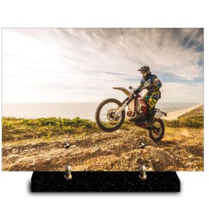 Plaque rectangle moto cross avec le soleil (21cmx29cm) Modèle taille Moyenne