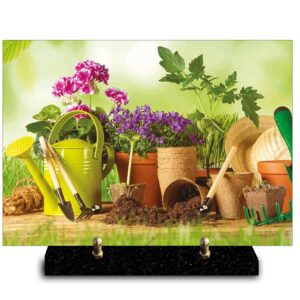 Plaque rectangle outils de jardinage et plantes (21cmx29cm) Modèle taille Moyenne