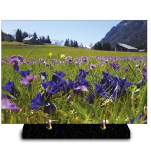 Plaque rectangle champ de fleurs à la montagne (21cmx29cm) Modèle de taille Moyenne