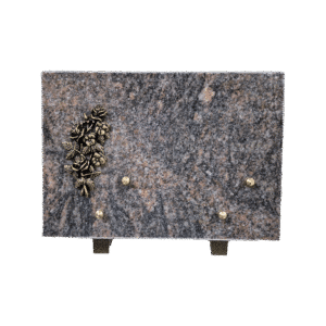plaque funéraire en granit marron (24cmx18cm)