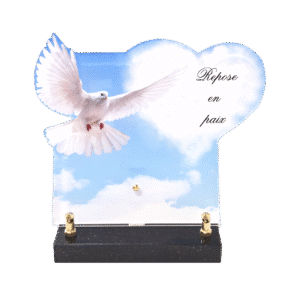 plaque funéraire découpée en forme de colombe (18,5cmx22cm) modèle de taille moyenne