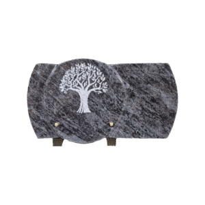 plaque funéraire en granit orion avec arbre de vie gravé (35cmx20cm)