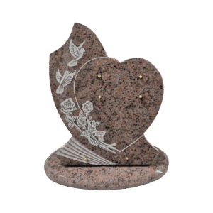 pierre tombale inter granit made in france fleurs et coeur