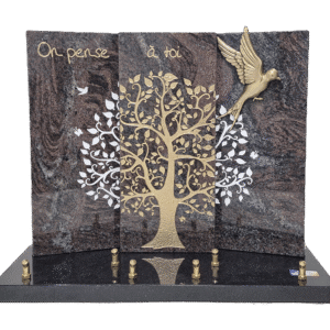 plaque funéraire granit made in france arbre de vie on pense à toi